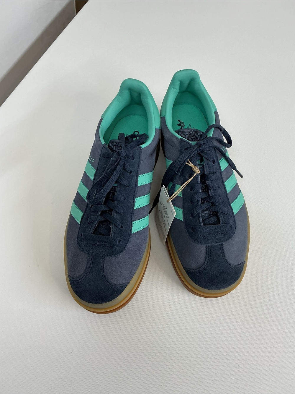 adidas Gazelle Women’s Navy and Teal Platform Sneakers - Picture 3 of 8